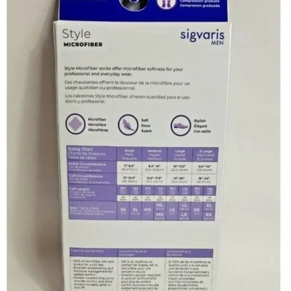 2 Pait Sigvaris Men's Tan Compression Socks / Stockings Size LS 20-30 MMHg New - Picture 4 of 5